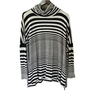 Capote striped blouse mock neck vowel professional career academia neutral